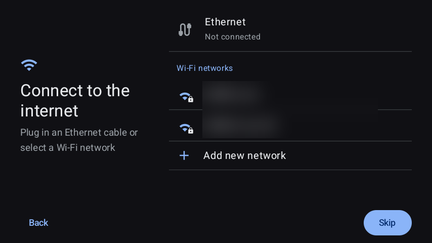 Setup wizard - Connect to the internet