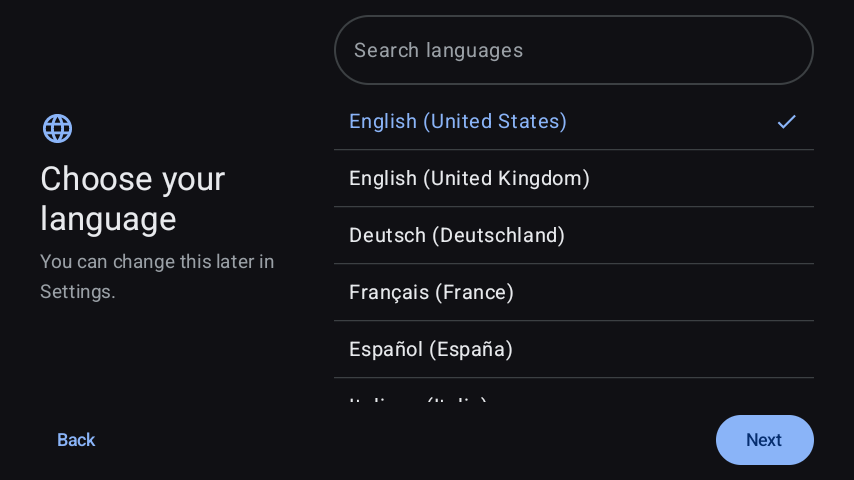 Setup wizard - Choose your language