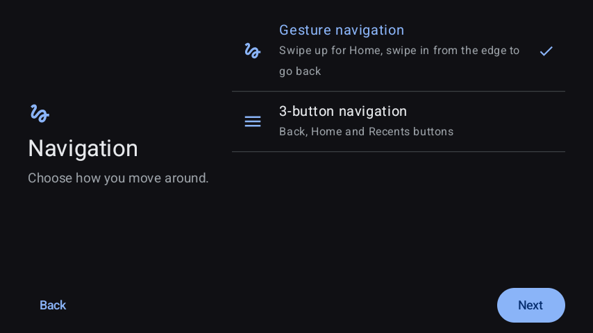Setup wizard - Navigation