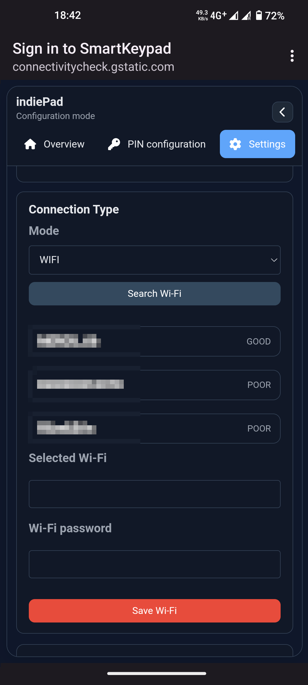 Switching connection type to Wi-Fi