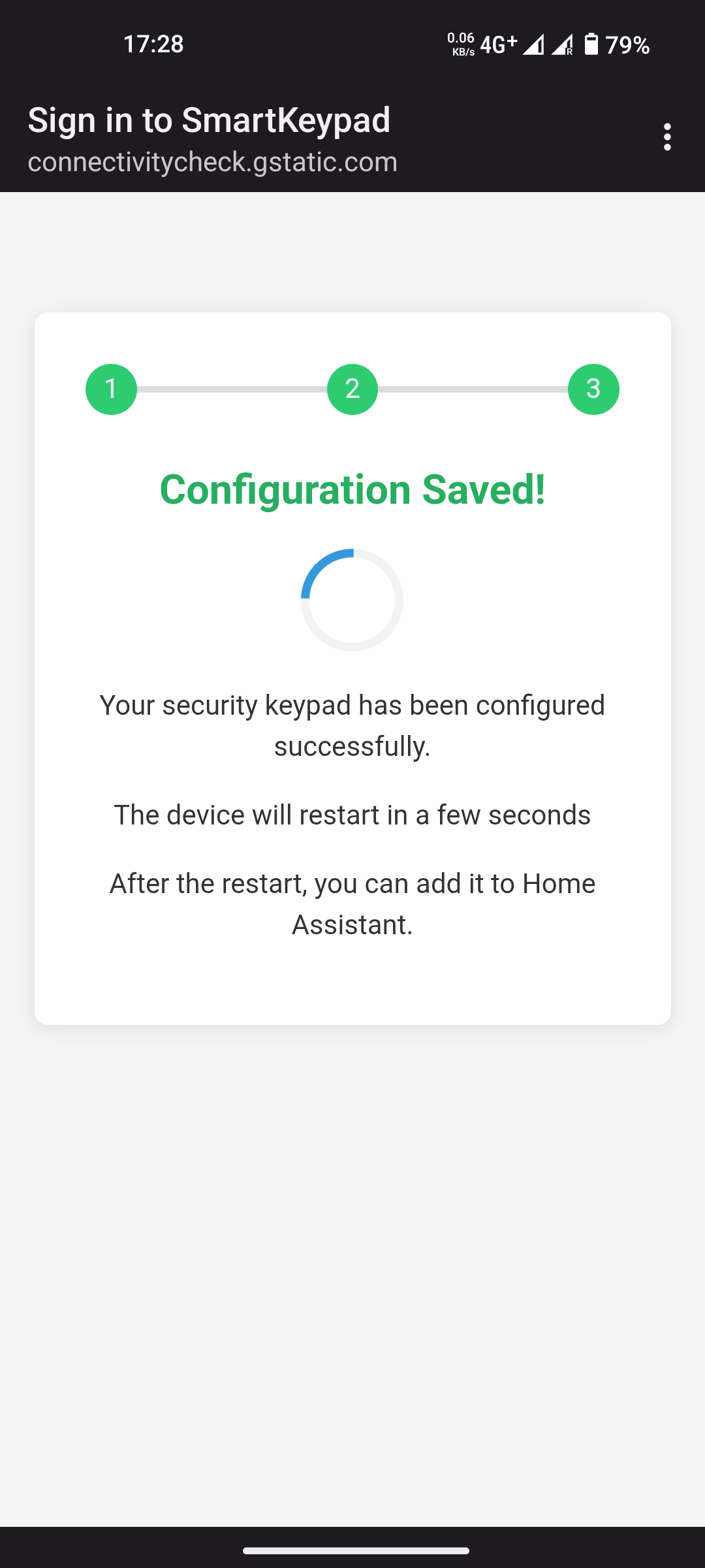 Wizard - configuration saved